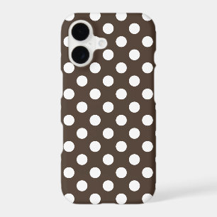 White polka dots on brown