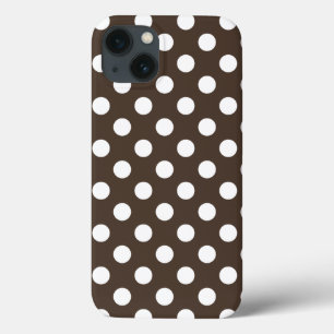 White polka dots on brown Case-Mate iPhone case