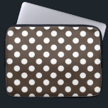 White polka dots on brown laptop sleeve<br><div class="desc">White polka dots on brown</div>