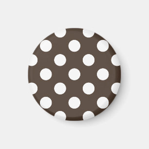 White polka dots on brown magnet