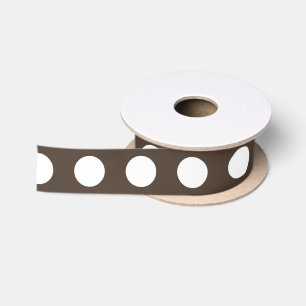 White polka dots on brown satin ribbon
