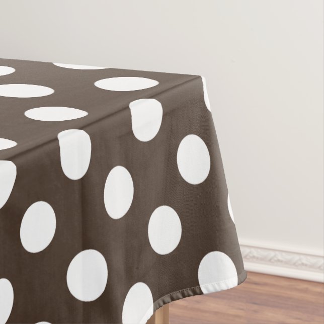 White polka dots on brown tablecloth (In Situ)