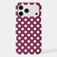White polka dots on burgundy