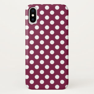 White polka dots on burgundy iPhone x case