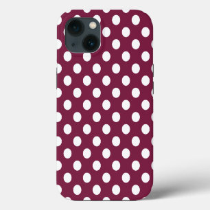 White polka dots on burgundy Case-Mate iPhone case