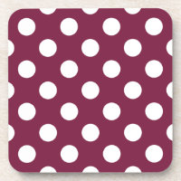 White polka dots on burgundy