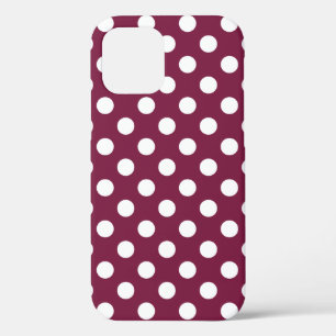 White polka dots on burgundy iPhone case