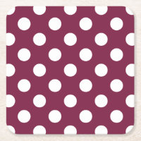 White polka dots on burgundy