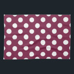 White polka dots on burgundy tea towel<br><div class="desc">White polka dots on burgundy</div>