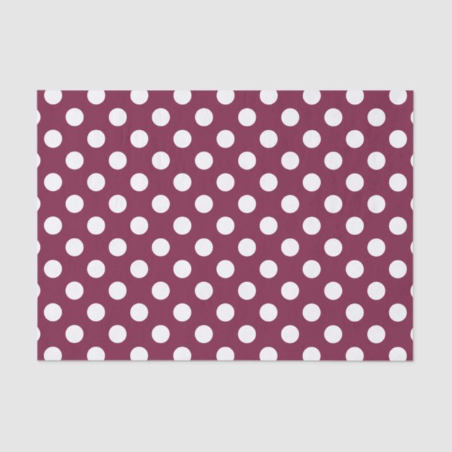 White polka dots on burgundy tissue paper (Front)