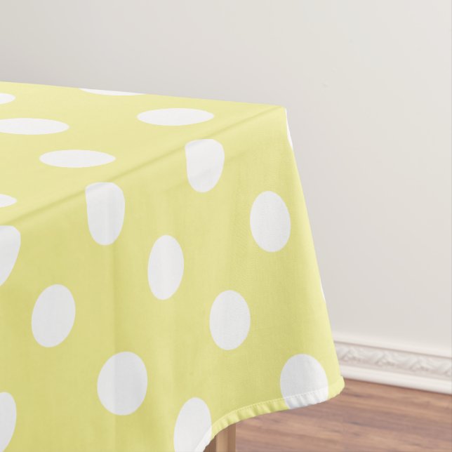 White Polka Dots on Butter Yellow Tablecloth (In Situ)