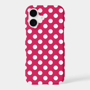White polka dots on cerise