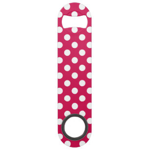 White polka dots on cerise