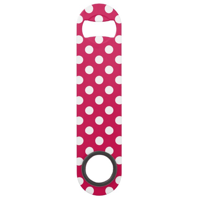 White polka dots on cerise (Front)