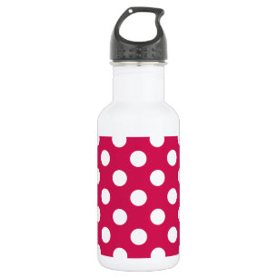White polka dots on cerise 532 ml water bottle