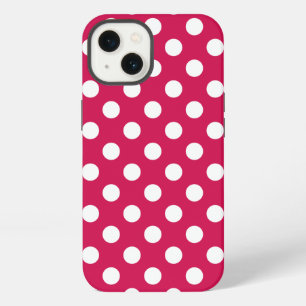 White polka dots on cerise Case-Mate iPhone case