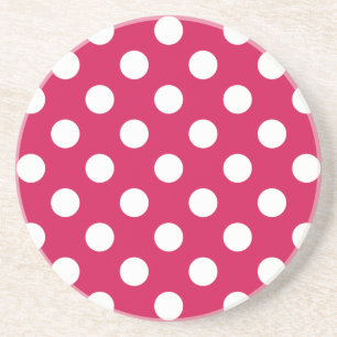 White polka dots on cerise coaster