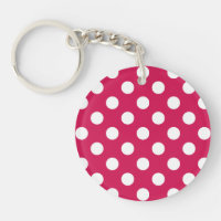 White polka dots on cerise
