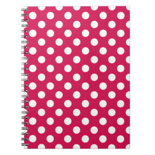 White polka dots on cerise notebook