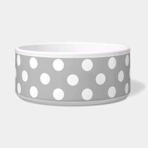 White Polka Dots on Chrome Grey Background