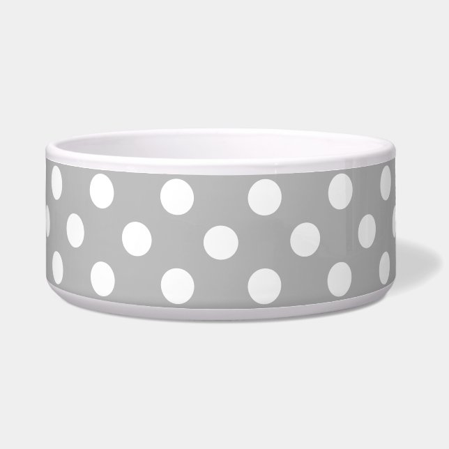 White Polka Dots on Chrome Grey Background (Front)