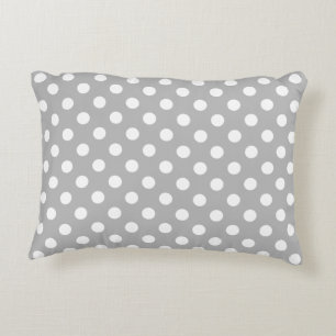 White Polka Dots on Chrome Grey Background Decorative Cushion