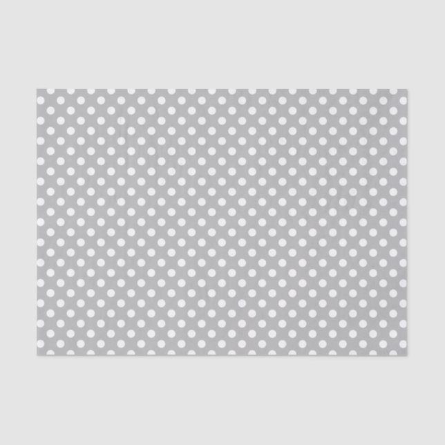 White Polka Dots on Chrome Grey Background Tissue Paper (Front)
