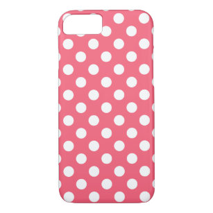 White polka dots on coral iPhone 8/7 case