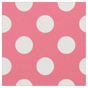 White polka dots on coral fabric
