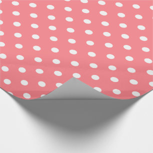 White Polka Dots on Coral Pink Wrapping Paper