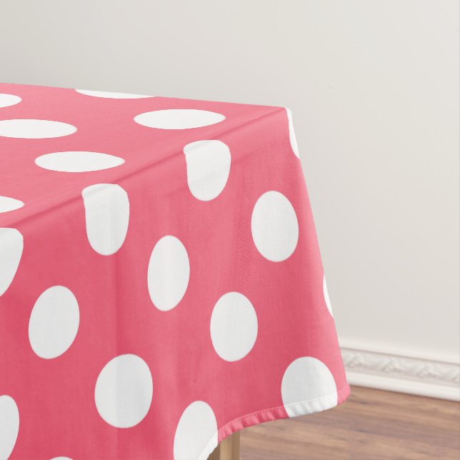 White polka dots on coral tablecloth (In Situ)