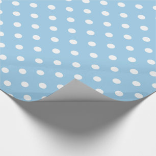 White Polka Dots on Cottage Blue Wrapping Paper