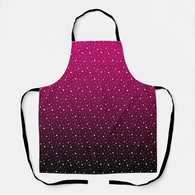 White polka dots on crimson and black gradient. apron (Front)