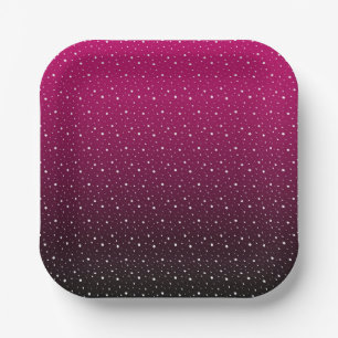 White polka dots on crimson and black gradient. paper plate