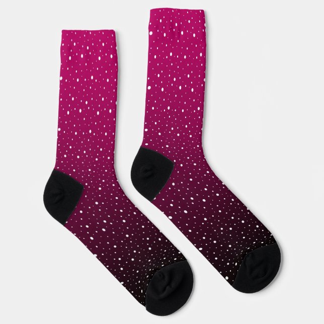 White polka dots on crimson and black gradient. socks (Right)