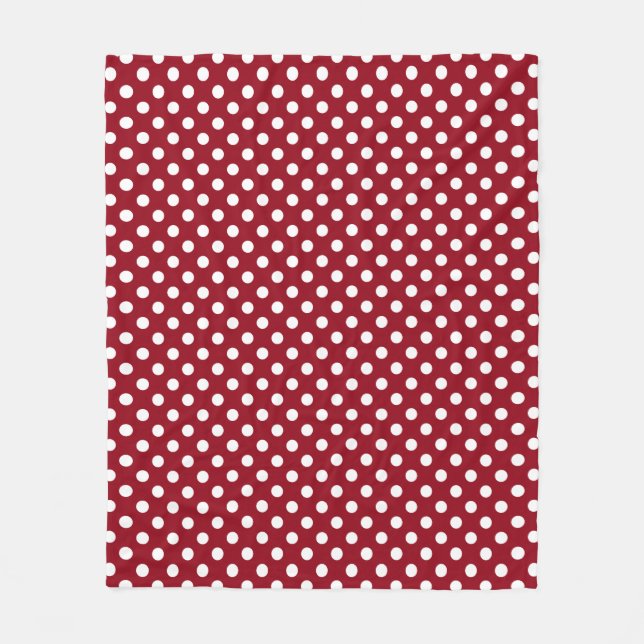 White Polka Dots on Crimson Red Fleece Blanket (Front)