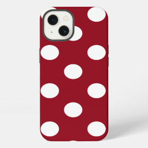 White Polka Dots on Crimson Red iPhone Case