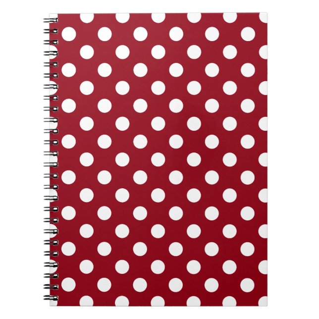 White Polka Dots on Crimson Red Notebook (Front)