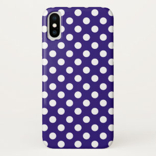 White polka dots on dark blue iPhone x case