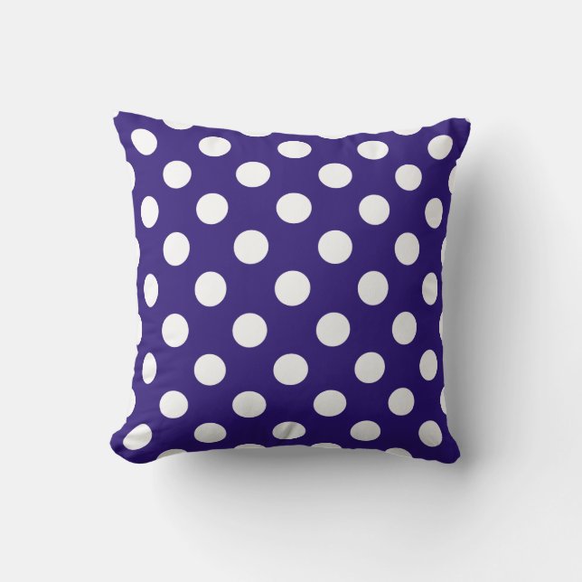 White polka dots on dark blue cushion (Front)