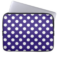 White polka dots on dark blue