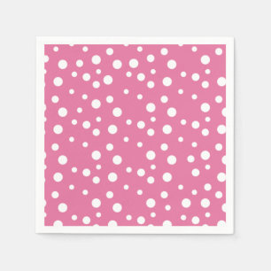 White Polka Dots on Dark Pink Napkin