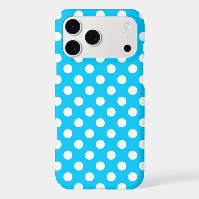 White polka dots on electric blue (Back)