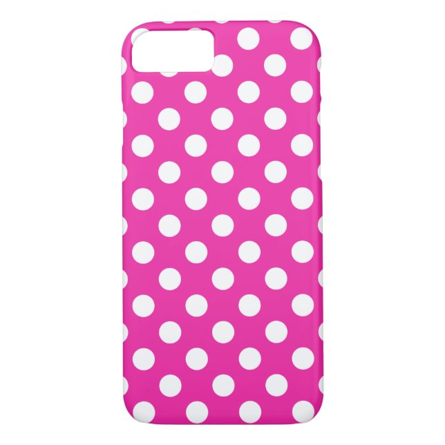 White polka dots on fuchsia Case-Mate iPhone case (Back)