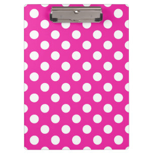 White polka dots on fuchsia clipboard