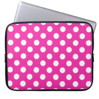 White polka dots on fuchsia