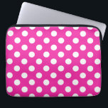 White polka dots on fuchsia laptop sleeve<br><div class="desc">White polka dots on fuchsia</div>