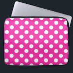 White polka dots on fuchsia laptop sleeve<br><div class="desc">White polka dots on fuchsia</div>