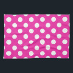 White polka dots on fuchsia tea towel<br><div class="desc">White polka dots on fuchsia</div>