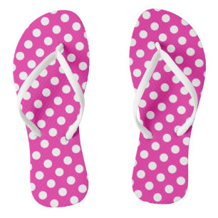 White polka dots on fuchsia thongs